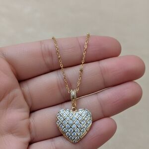 Gold and Silver Heart Pendant Necklace